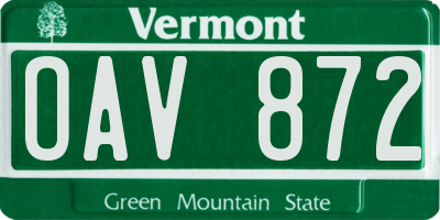 VT license plate OAV872