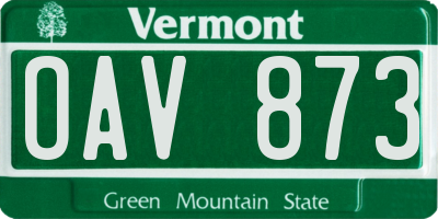 VT license plate OAV873