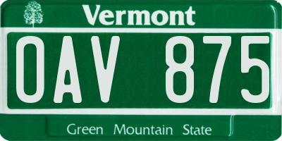 VT license plate OAV875