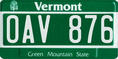 VT license plate OAV876