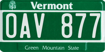 VT license plate OAV877