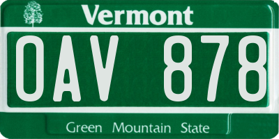 VT license plate OAV878