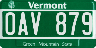 VT license plate OAV879