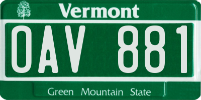 VT license plate OAV881