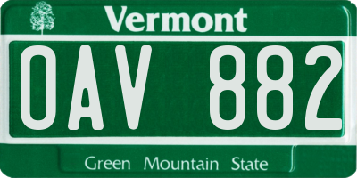 VT license plate OAV882