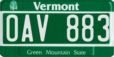 VT license plate OAV883