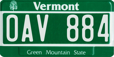 VT license plate OAV884