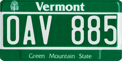 VT license plate OAV885