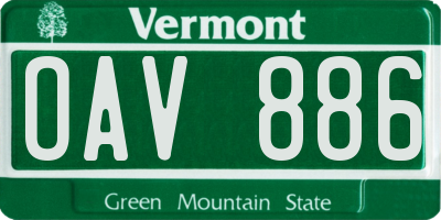 VT license plate OAV886