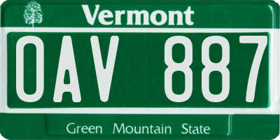 VT license plate OAV887