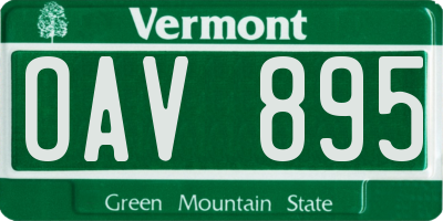 VT license plate OAV895
