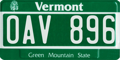 VT license plate OAV896