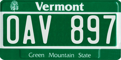 VT license plate OAV897