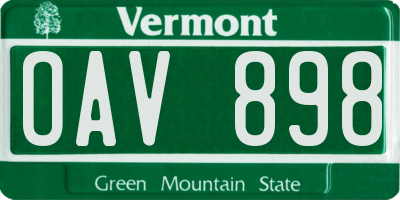 VT license plate OAV898