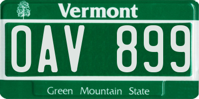 VT license plate OAV899