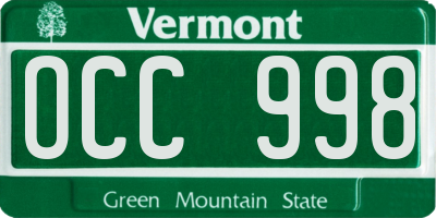 VT license plate OCC998