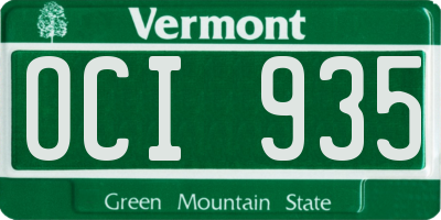 VT license plate OCI935