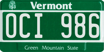 VT license plate OCI986