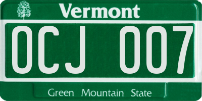 VT license plate OCJ007