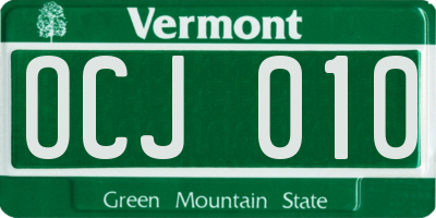 VT license plate OCJ010