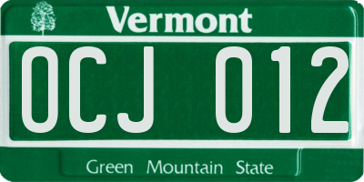VT license plate OCJ012