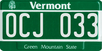 VT license plate OCJ033
