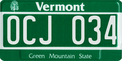 VT license plate OCJ034