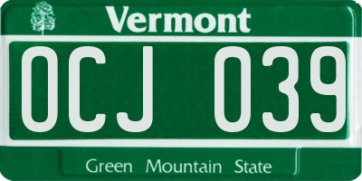 VT license plate OCJ039