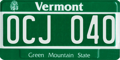 VT license plate OCJ040