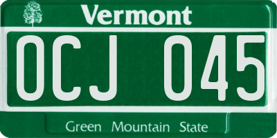 VT license plate OCJ045