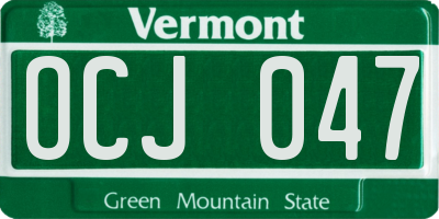 VT license plate OCJ047