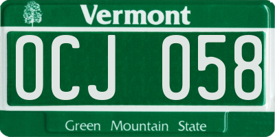 VT license plate OCJ058