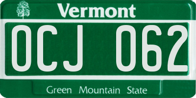 VT license plate OCJ062