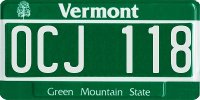 VT license plate OCJ118