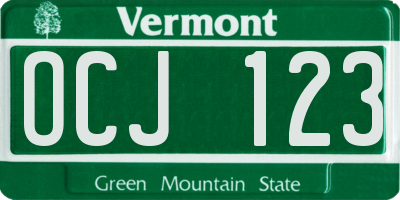 VT license plate OCJ123