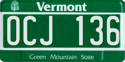VT license plate OCJ136