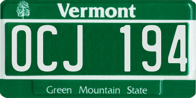 VT license plate OCJ194