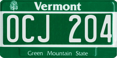 VT license plate OCJ204