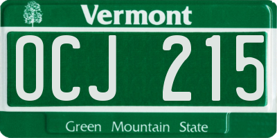 VT license plate OCJ215