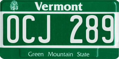 VT license plate OCJ289
