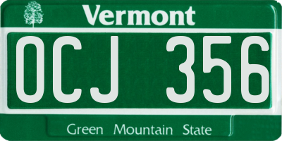 VT license plate OCJ356