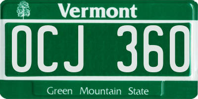 VT license plate OCJ360