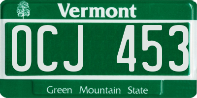 VT license plate OCJ453