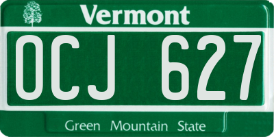 VT license plate OCJ627