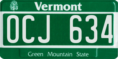 VT license plate OCJ634