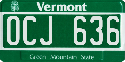 VT license plate OCJ636