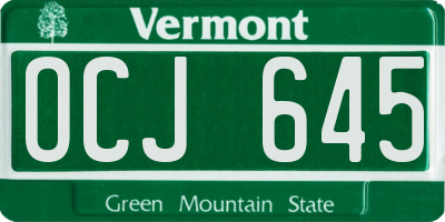 VT license plate OCJ645