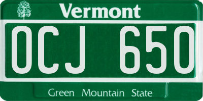 VT license plate OCJ650