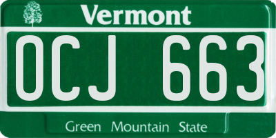 VT license plate OCJ663