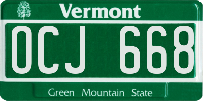 VT license plate OCJ668